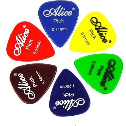 Lots of 100pcs Alice AP-H Glossy Clear Transparent PC Guitar Picks Mixed Colors 6 Thicknesses Assorted