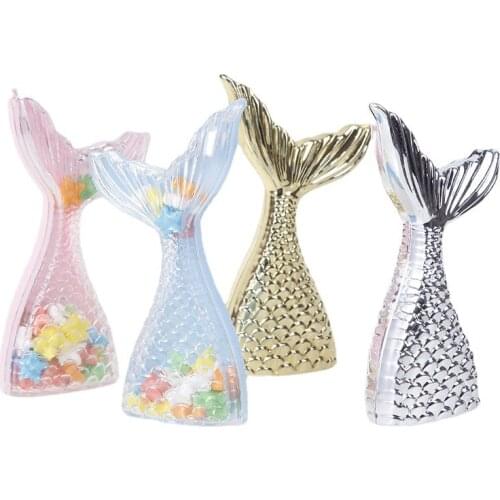12PCS/Set Mermaid Tail Shape Candy Storage Box, Plastic Wedding Candies Container Box for Kids, Baby Shower, Party Decoration
