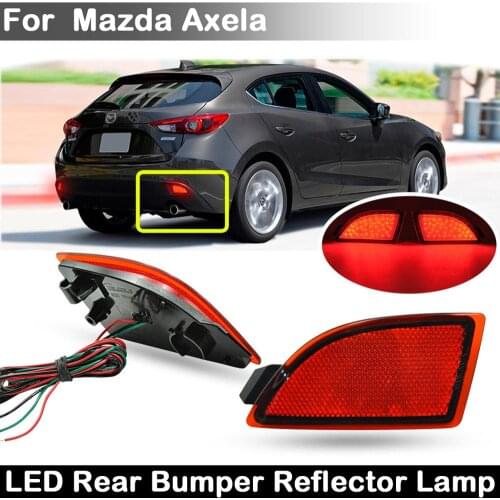 2Pcs For Mazda 3 Axela 2014-up 2-in-1 Function LED Rear Bumper Reflector Lamp Red LED Running Light And Red Brake light