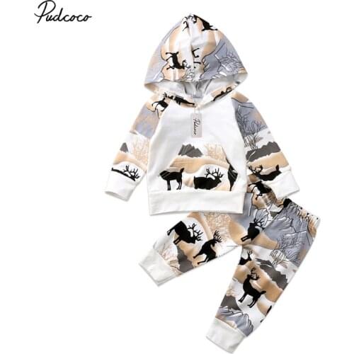 2019 Baby Spring Autumn Clothing Newborn Infant Baby Boys Girls Hooded Long Sleeve Pocket Tops Pants Leggings Outfits Clothes