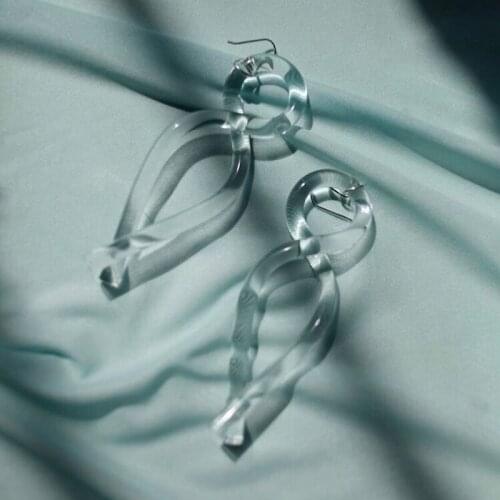 2021Transparent Resin Acrylic Metal Drop Earrings Women Geometric Big Dangle Earring Party Statement Wholesale Factory Jewelry