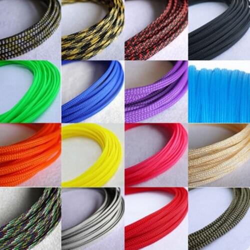 5M/lot high quality 6mm color pet sleeve Wire Protection PET Cable Sleeves wire cable Braided PET Sleeve Nylon Mesh
