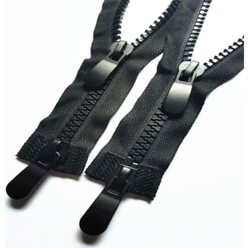 5Pcs 10# 60Cm-120Cm Double Head Resin Zippers Double Slider Single Puller Open-end Auto Lock Long Zip For Jacket
