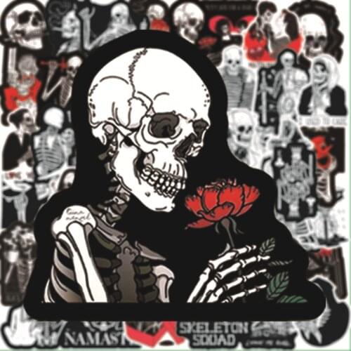 50 PCS Goth Love To Death Human Skeleton Stickers for Car Styling Bike Motorcycle Phone Skateboard Laptop Travel Luggage JDM
