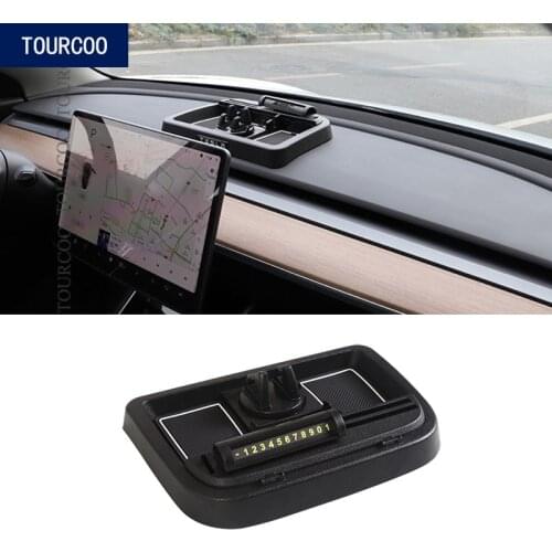 Car Dashboard Temporary Parking Card Multifunctional Phone Holder Sticker Dashboard Storage Accessories for Tesla Model 3