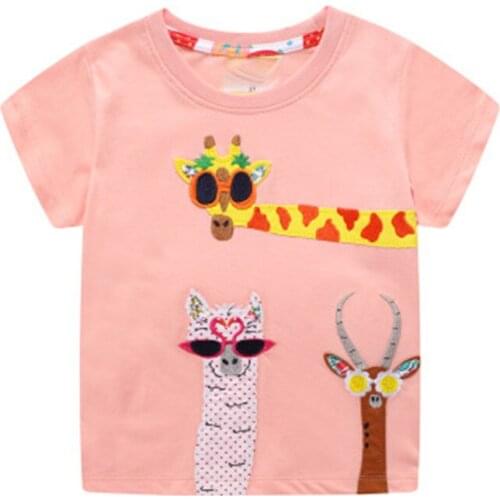 Bambino 100% Cotton New Summer Children Tops Giraffe T-shirts Giraffe Clothes 2-7Years Little Girls Clothing Baby Costome