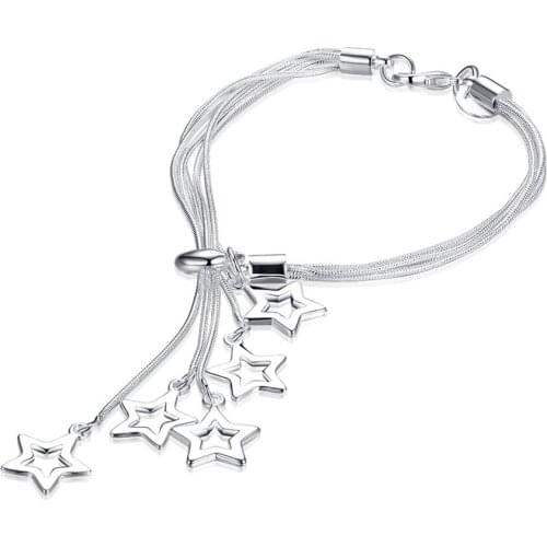 BABYLLNT 925 Silver Five Snake Chain Star Bracelet For Woman Charm Wedding Engagement Party Fashion Popular Jewelry Gift