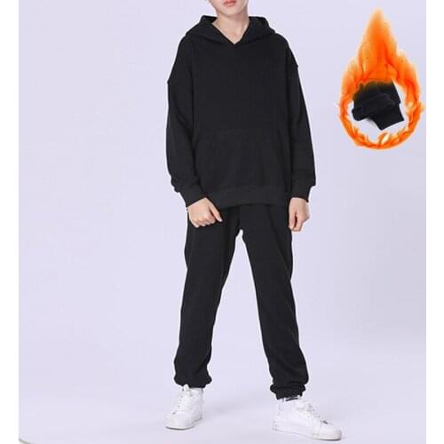 Plus Thick Velve Children Clothing Warm Fleece Hoodies Pullover Sweatshirt Pants Winter Autumn Kids Girls Boys Tracksuit Sports