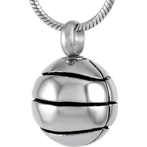 DJX8113 Basketball Shape Memorial Urn Necklace 316L Stainless Steel Cremation Jewelry Pendant for Ashes Urn Memorial