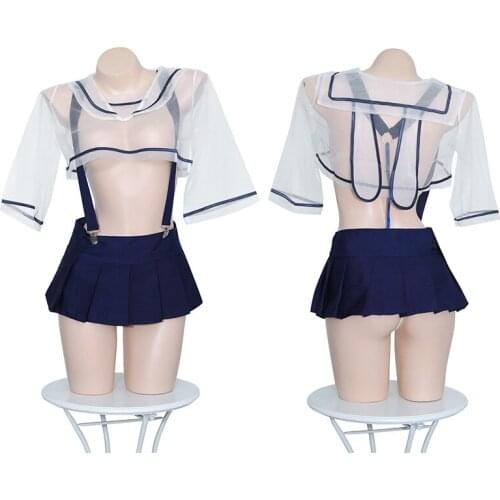 New Fashion Sexy Erotic Student Uniform Costumes Girl School Uniform Women Girl Sexy Lingerie Student Uniform Perspective Set