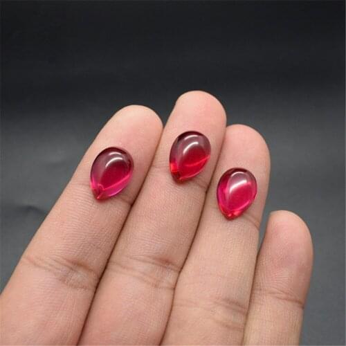 Joanlyn Ruby Pear Shaped Cabochon Teardrop Cabochon Ruby Gem Multiple Sizes to Choose C42R