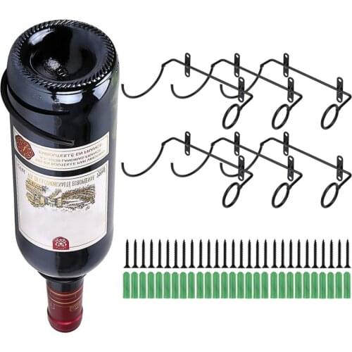 Kitchen Storage Modern With Screws Wall Mounted Black Bracket Home Bar Organizer Display Shelf Bottle Holder Simple Wine Rack