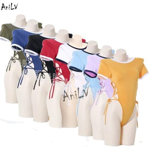 AniLV Japanese Anime School Girls Student Bodysuit Swimsuit Costume Multicolor Swimwear Uniform Temptation Lingerie Cosplay