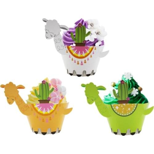 Llama Party Alpaca Cupcake Wrapper Topper Cartoon Animal Cookie Mould Kids Birthday Party Supplies Baby Shower Decorations