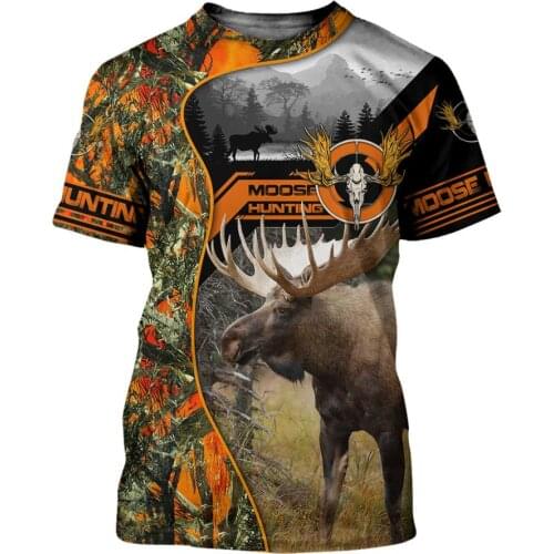 Summer Fashion Animal Moose Hunting Camouflage Art Men/Women Leisure O-Neck T-shirt 3D Print Hipster Beach Shorts Tanks S-291