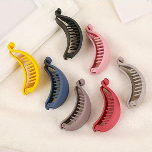 Matte Hair Clip Banana Shape Hair Claws Frosted Ponytail Clip Candy Colors Ponytail Holder Hairpins Fashion Hair Accessories