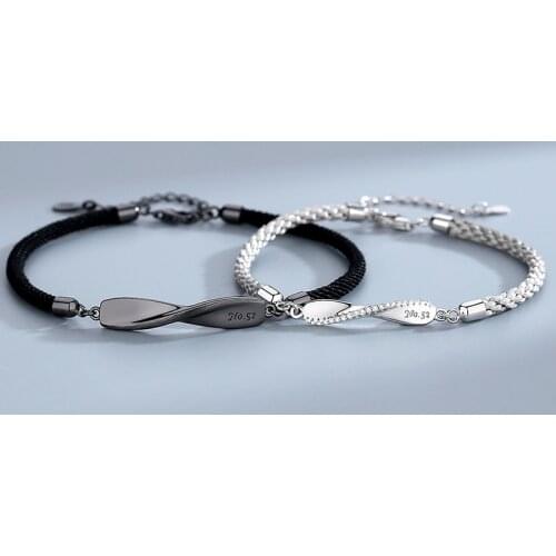 Mobius ring couple bracelet sterling r men and women a pair of niche woven hand rope Korean commemorative gift