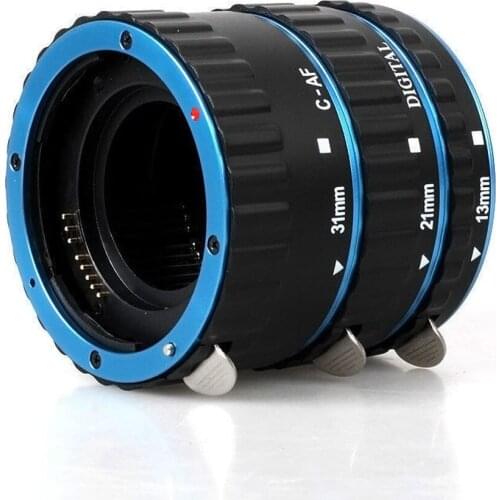 Blue Metal Mount Auto Focus AF Macro Extension Tube Ring for Canon EF-S Lens
