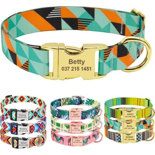Fashion Custom Dog Collar Nylon Print Personalized Pet Collar Puppy Dog ID Collars Free Engraved ID for Small Medium Large Dogs