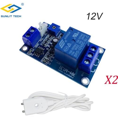 2pcs/lot 12V Water Leakage Detector Relay Module Water Leaking Flood Overflow Sensor with Cable for Kitchen Bathroom Smart Home