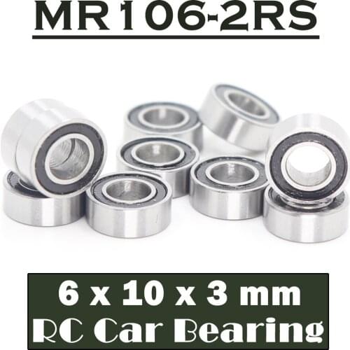 MR106RS Bearing High Quality ( 10 PCS ) 6*10*3 mm Hobby Electric RC Car Truck MR106 RS 2RS Ball Bearings MR106-2RS Black Sealed