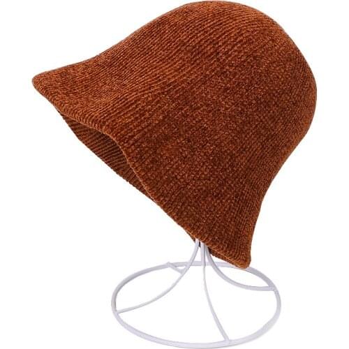 Men Women Bucket Hat Winter Autumn Solid Color Fisherman Panama High Quality Cotton Simple Hats Outdoor Knitting Chenille Caps