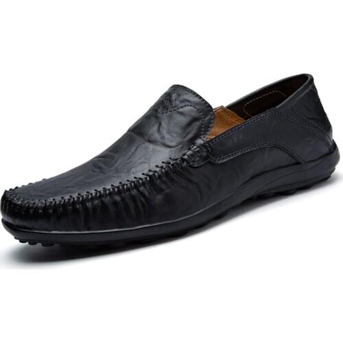 Soft Leather Men Loafers New Handmade Casual Shoes Men Moccasins For Men Split Leather Flat Shoes Big size 38-47