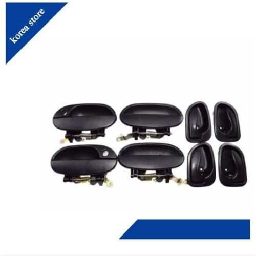 Set of 8pc Black Outside Black Inside Door Handle For Hyundai Accent 1995 1996 1997 1998 1999