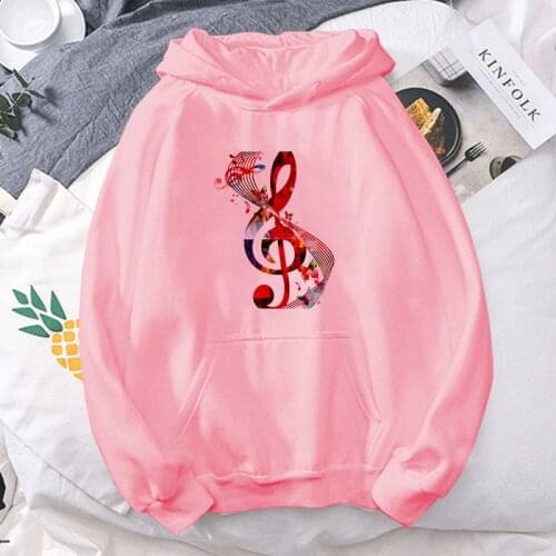 New Autumn Winter Hoodies Sweatshirts Women Pullovers Fun Music Note Printed Harajuku Woman Hooded sweater Female Tops Clothing