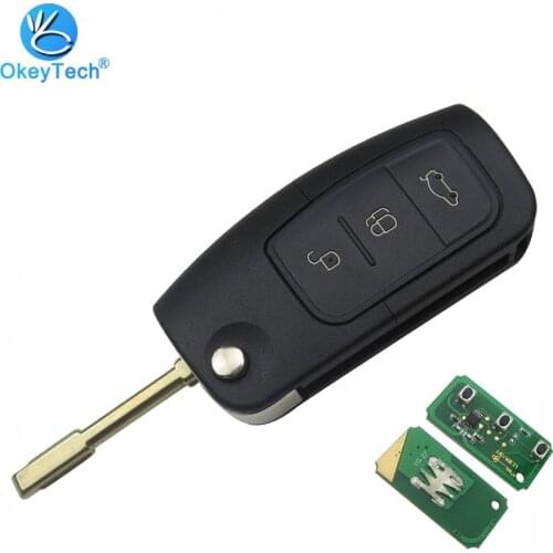 OkeyTech Remote Control Car Key FO21 Blade 3 Button Flip Fold 433Mhz 4D60 Chip for Ford Focus Transit Fiesta C Max S Max Galaxy