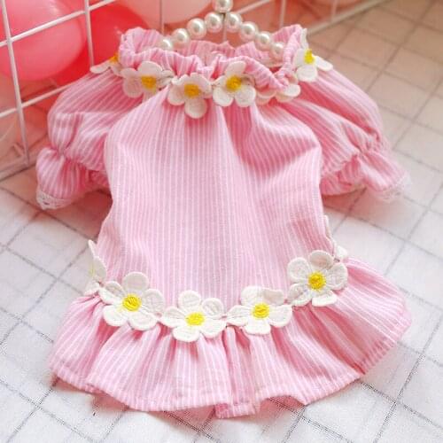 Pet Dog Clothes Cat Spring and Summer New Teddy Bichon Striped Frangipani Cardigan Leisure and Comfortable Flower Dog Clothes