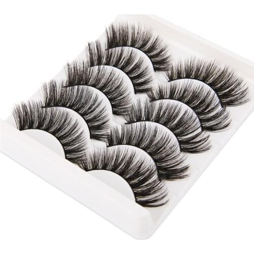 5 Pairs 3D Mink Hair Soft False Eyelashes Natural/ Thick Long Eye Lashes Wispy Fluffy Eye Lashes Extension Makeup Cosmetic Tools