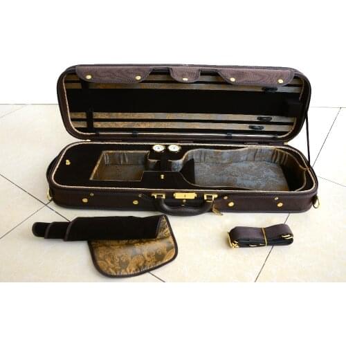 Luxury&Royal Wooden Violin Case Sturdy&Durable 3.2kg Balck&Coffee Color Free Shipping