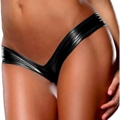 Women Sexy Panties Hipster Dessous Shiny Underwear Ladies Underpants Pu Leather Lingerie Glamour Bragas Atractivas Intimo Donna