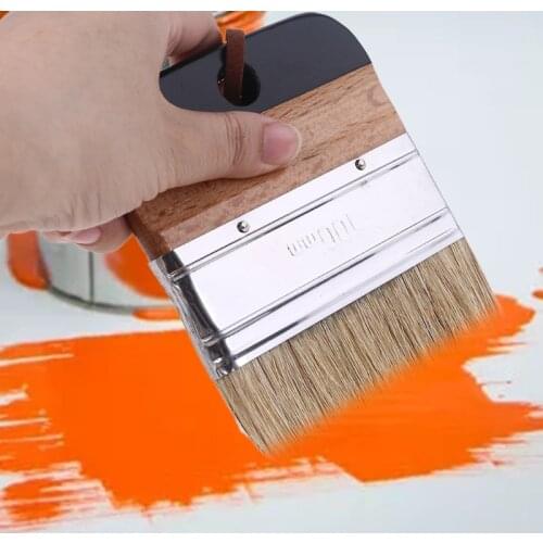 Wide Flat Chalk Paint Wax Brush Ergonomic Wood Handle Natural Bristle Brushes Furniture DIY Painting Waxing Tool