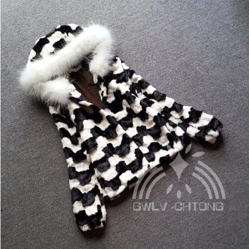 New real natural genuine mink fur coat with hood women fashion fur jacket fox fur collar custom any size