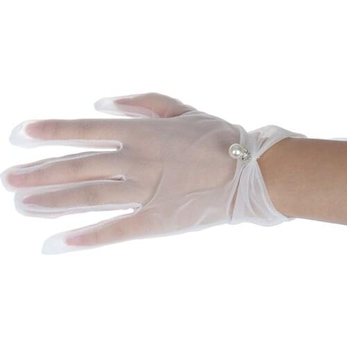 Wedding Bride White Short Lace Gloves Translucent Wedding Accessories Party Lace Gloves Summer Sun Protector Gloves