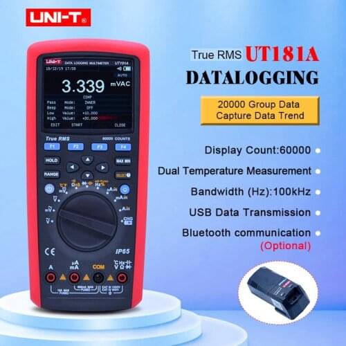 U-NIT UT181A True RMS Datalogging Digital Multimeters DMM Capacitance Temperature Meter w/Re-Chargeable Li-Battery EU Plug