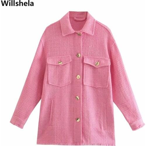 Willshela Fashion Textured Jacket Women Single Breasted Long Sleeves Lapel Collar Vintage Woman Shirt Coat Chic Outfit