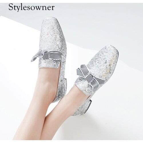 Stylesowner Shallow Woman Pumps Shoes Elegant Design Spring Autumn Leisure Square Toe Single Shoes Slip-on Woman Party Pumps