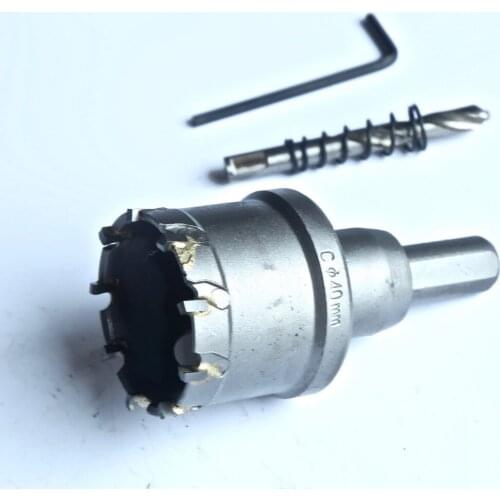 1PC of industrial quality 40mm TCT hole saw core bit for stainless steel hole drilling&opening with triangle handle 10-12mm