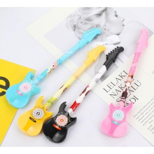2pc 0.38mm Cute Kawaii Plastic Gel Pen Creative Guitar Novelty Ballpoint Pen for Kids Gift Korean Stationery Student Gifts Award