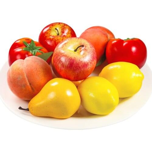 2PCS Artificial Fruits Fake Lemon Apple Pear Peach Simulation Orange Ornament Craft Food Photography Props Party Home Decoration