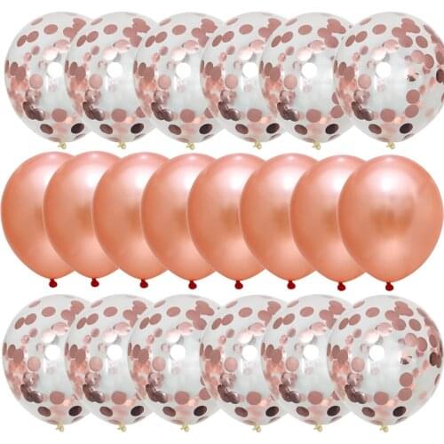 20pcs Rose Gold Balloons Confetti Set Chrome Ballon Birthday Deco Party Wedding Decoration Wedding Anniversary Globals Metallic