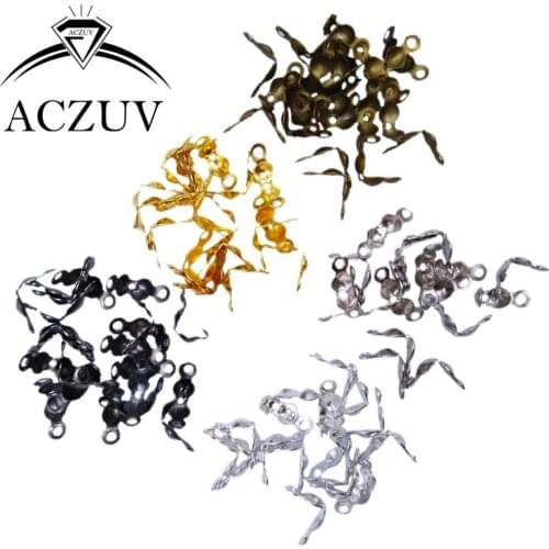 4x7mm Fish Wire Bead Chain Buckle End Caps Crimp Beads For Jewelry Making DIY Findings Accessories Gold/Silver/Rhodium/Bronze