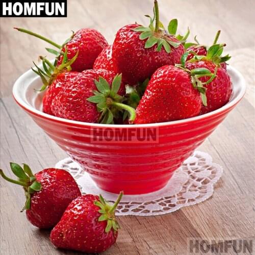 HOMFUN Full Square/Round Drill 5D DIY Diamond Painting "Strawberry" 3D Embroidery Cross Stitch 5D Home Decor Gift A01826