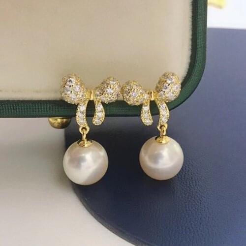 Bow Knot 925 Sterling Silver Earrings Findings Settings Base Mountings Parts Mounts for Coral Pearls Agate Crystal Stones Beads