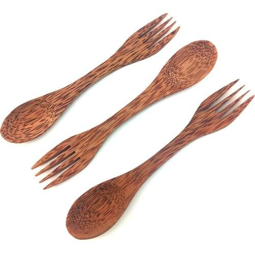 Wooden Fork Coconut Kitchen Cooking Portable Reusable High Quality Utensil Soup-Teaspoon Tableware For Kitchen