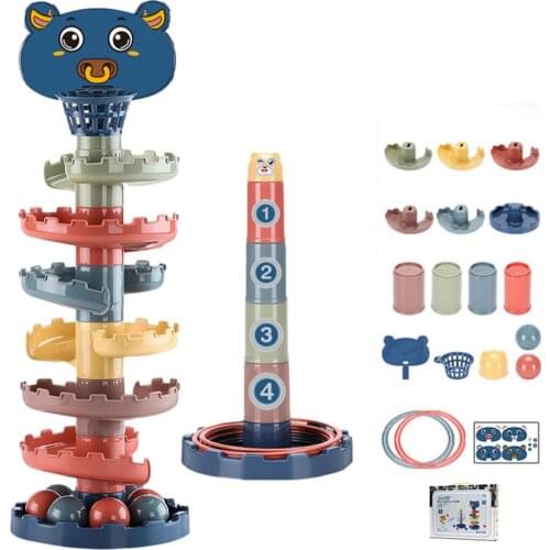 Baby Educational Toys Childrens Sliding Ball Tower Babys Folding Basketball Table Games Shooting Gift Toys For Children