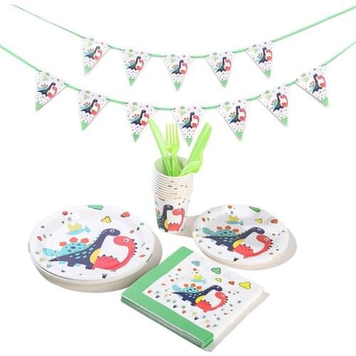 Dinosaur Anniversaire 10 People Party Disposable Party Tableware for Dinosaurio Theme Birthday Party Decorations Kids